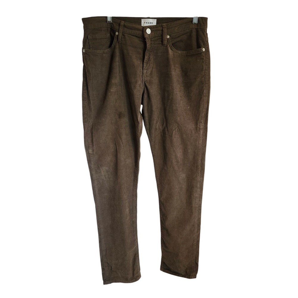 Frame L'Homme Slim Corduroy Pants Mens 33 Olive Green‎ Cotton Blend Minimalist